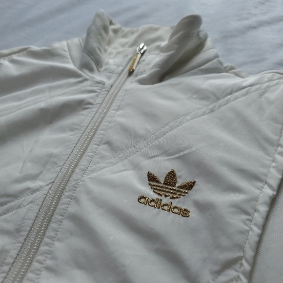 Adidas Superstar 50th Anniversary White With Gold Stripes Zip Up Jacket - Picture 7 of 15